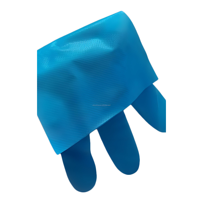 Rezistență chimică Mănuși albastre TPE (model de diamant) Rezistență chimică Mănuși albastre TPE (model de diamant)